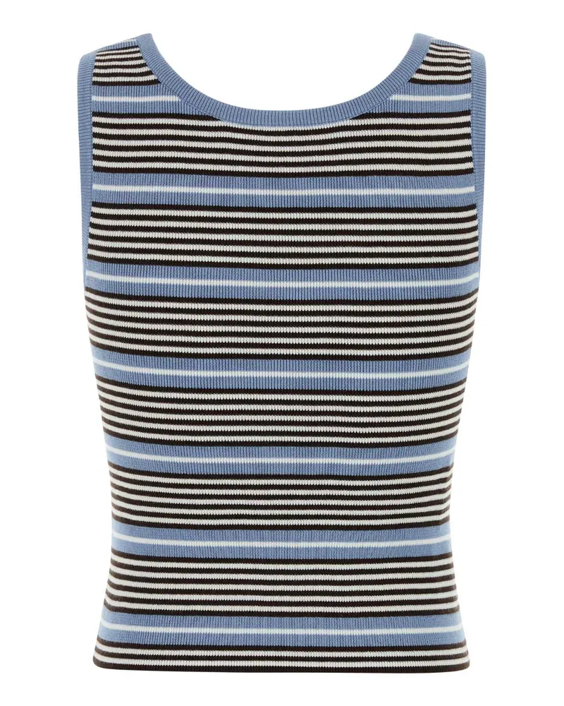Prada Striped Cotton Blend Tank Top — Blue Blue