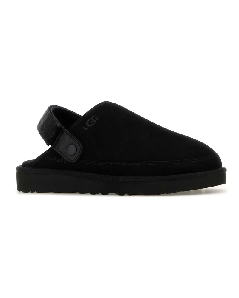 UGG Men's Black Suede Goldencoast Slippers Upper Material Leather Flat Shoes Black
