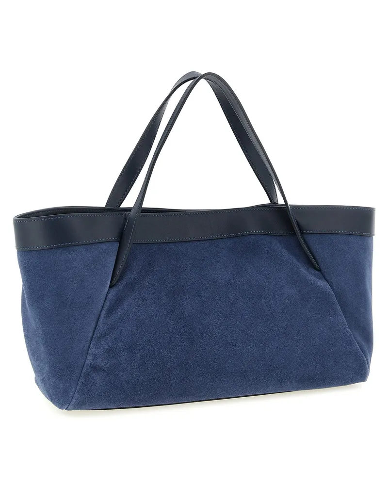 Twin-Set Suede and Leather Shoulder Bag — Navy Navy