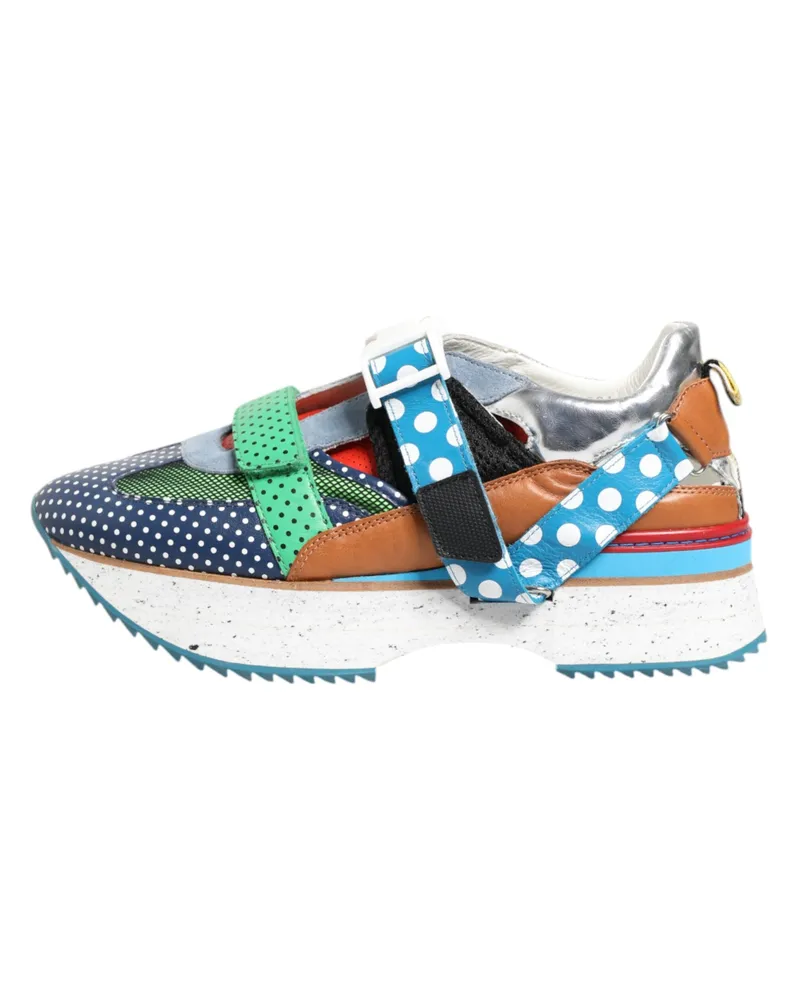 Dolce & Gabbana Men's Multicolor Leather Low Top Sneakers Shoes Calfskin Multicolor