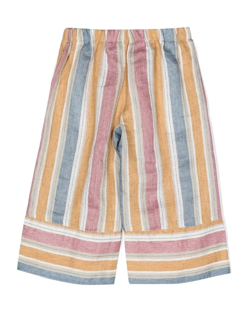Il Gufo Striped Linen Capris — Multicolor Multicolor