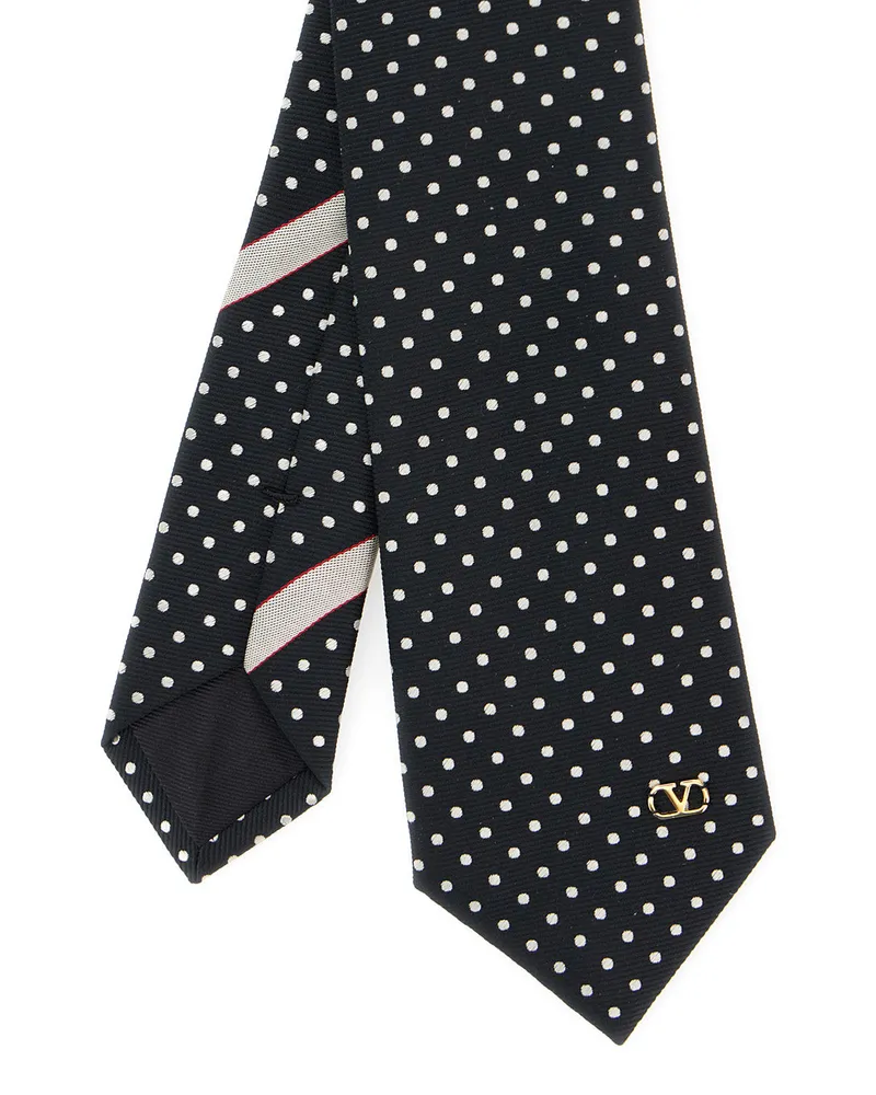 Valentino Garavani Men's Silk Tie Vlogo Black Ties & Bow Black