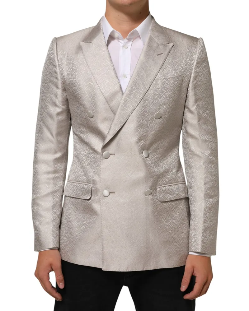 Dolce & Gabbana Men's Beige Martini Double-Breasted Suit Blazer Beige
