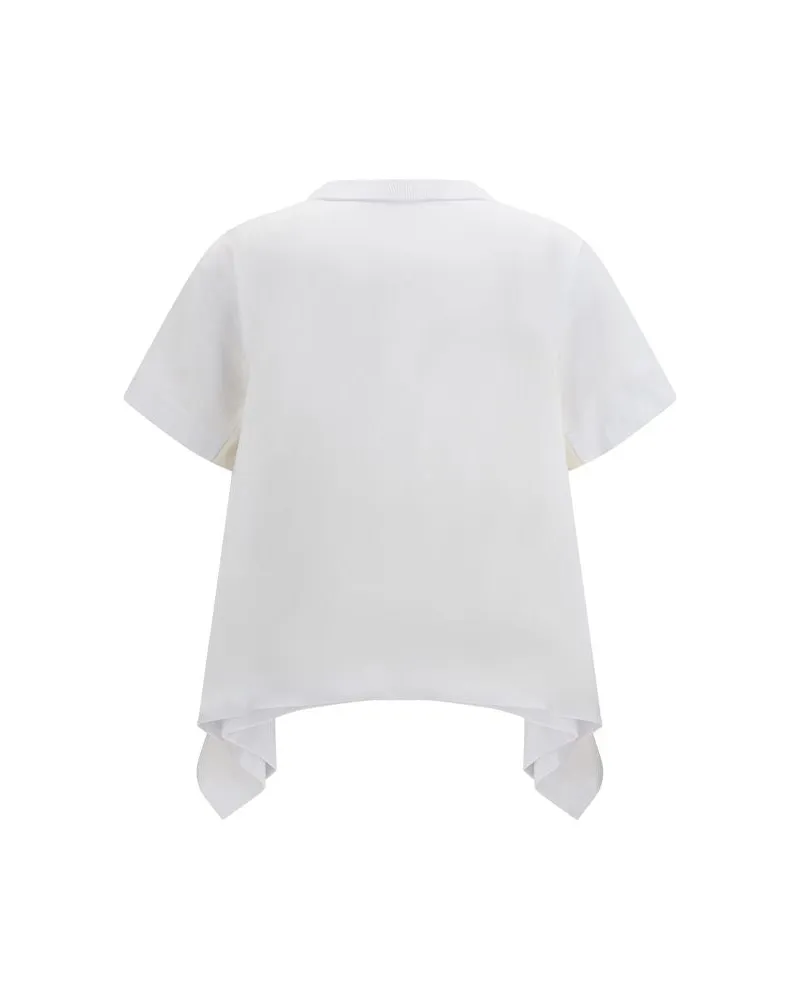 Sacai Women's White Cotton T-Shirt White