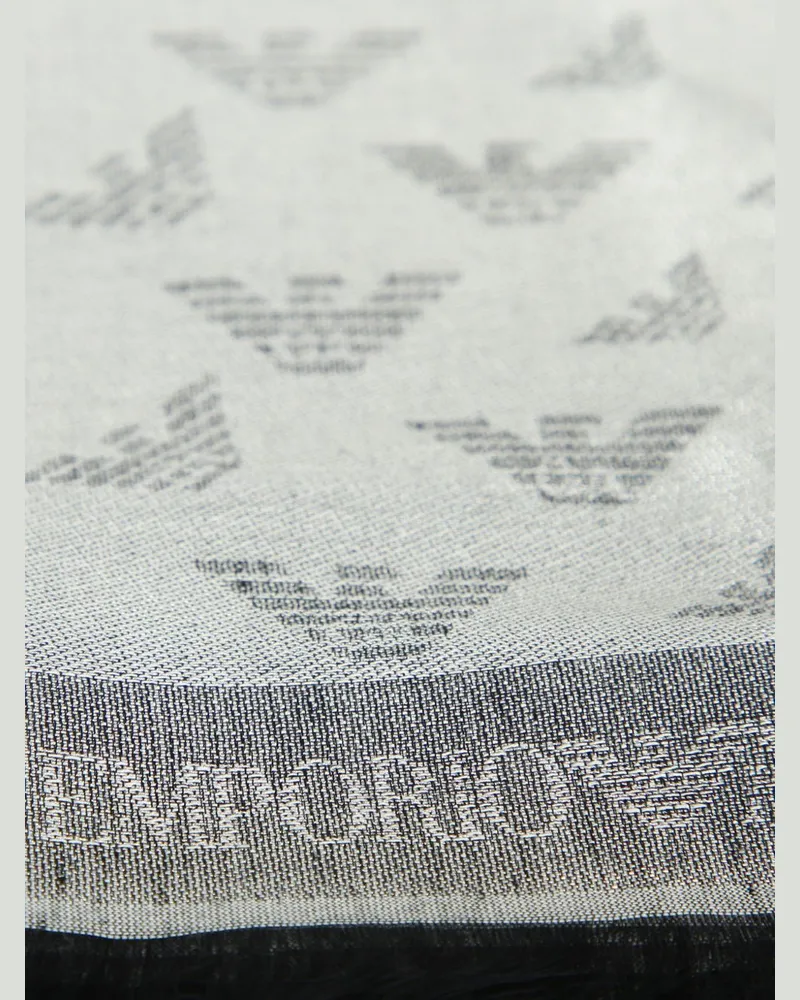 Emporio Armani Logo-Jacquard Scarf — Grey Grey