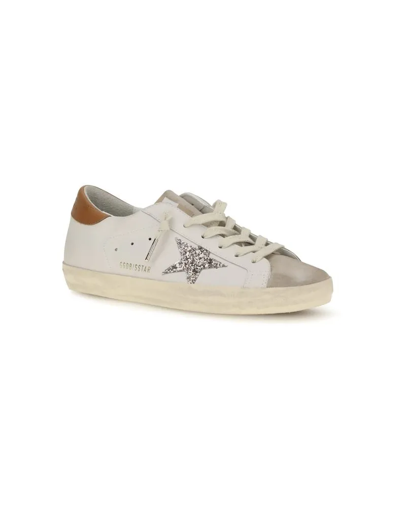 Golden Goose Women's White Calf Leather Bos Taurus Low Top Sneakers White