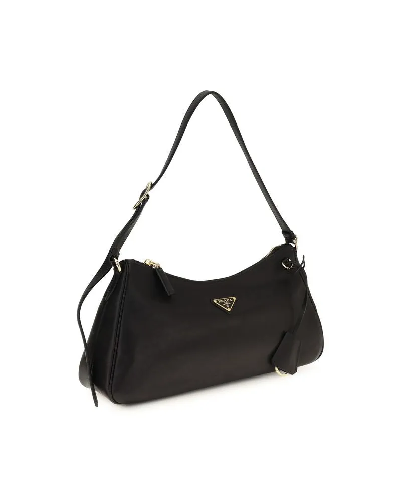 Prada Women's Black Calf Leather Bos Taurus Shoulder Bag Black