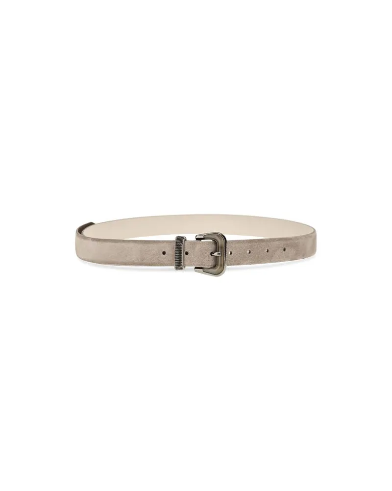 Brunello Cucinelli Women Beige Calf Leather Bos Taurus Regular Belt Beige