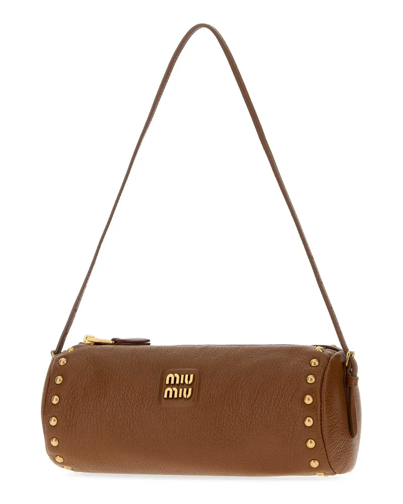 Miu Miu Calfskin Leather Shoulder Bag — Brown Brown