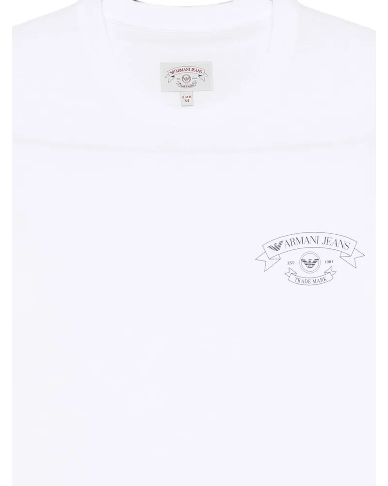 Emporio Armani Logo-Embroidered Cotton T-Shirt — White White