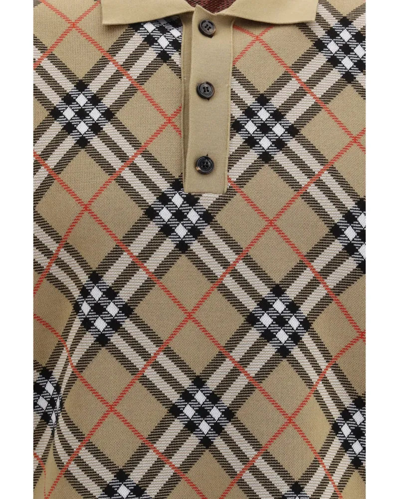 Burberry Men Polo Shirt Check Cotton Blend Sand Ip T-shirts And Polos 