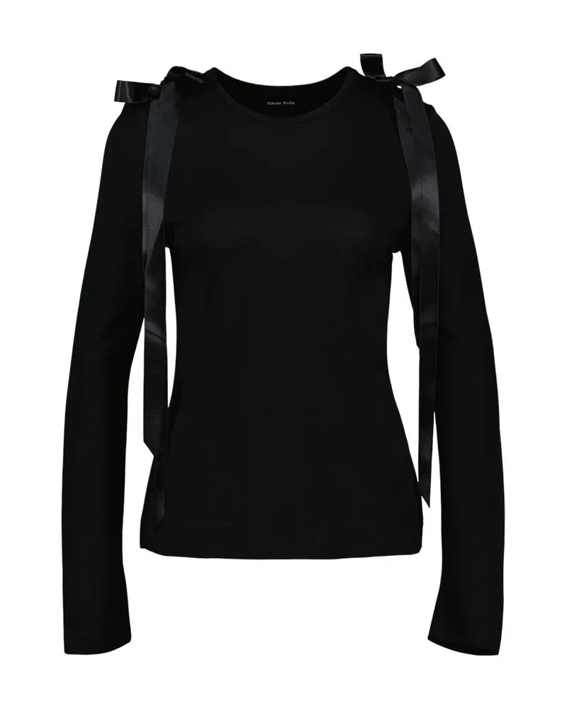 Simone Rocha Women Bow Tail T Shirt -  Synthetic Black Lyocell Concept-Store Ready-To-Wear Black