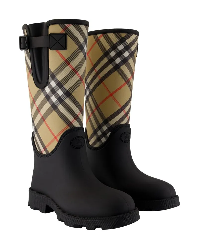 Burberry Women's Marsh Stamp High Boots -  Synthetic Black Shoes Ankle-Boots Black