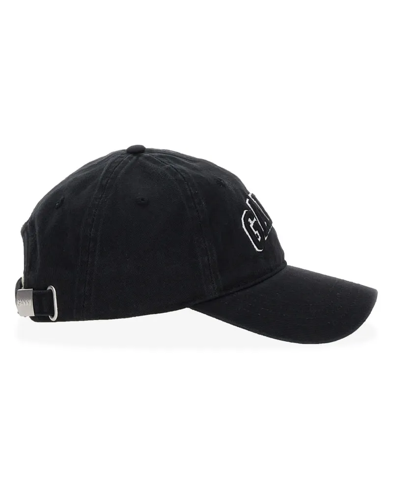 Ganni A6900_099 Organic Cotton Canvas Baseball Cap — Black Black