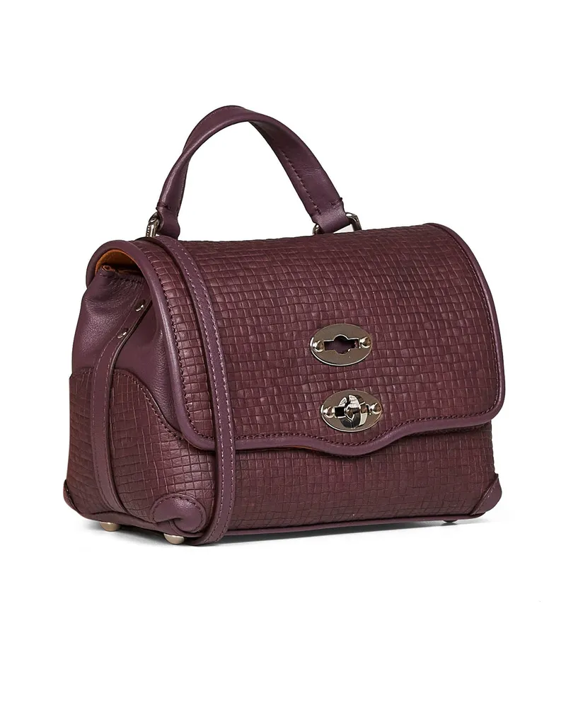 Zanellato Women's Handbag Baby Postina Purple Calf Leather Handbags Hand Bags Purple