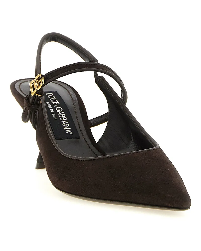 Dolce & Gabbana Suede and Nappa Leather Slingback Heel — Black Black
