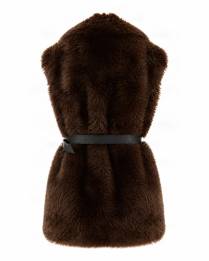 P.A.R.O.S.H. P.A.R.O H. Faux Fur Belted Gilet — Brown Brown