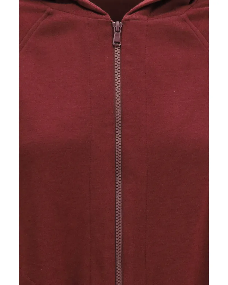 Brunello Cucinelli Women's Long-Sleeve Zip Hoodie Cabernet Cotton Sweatshirts Sweater Red