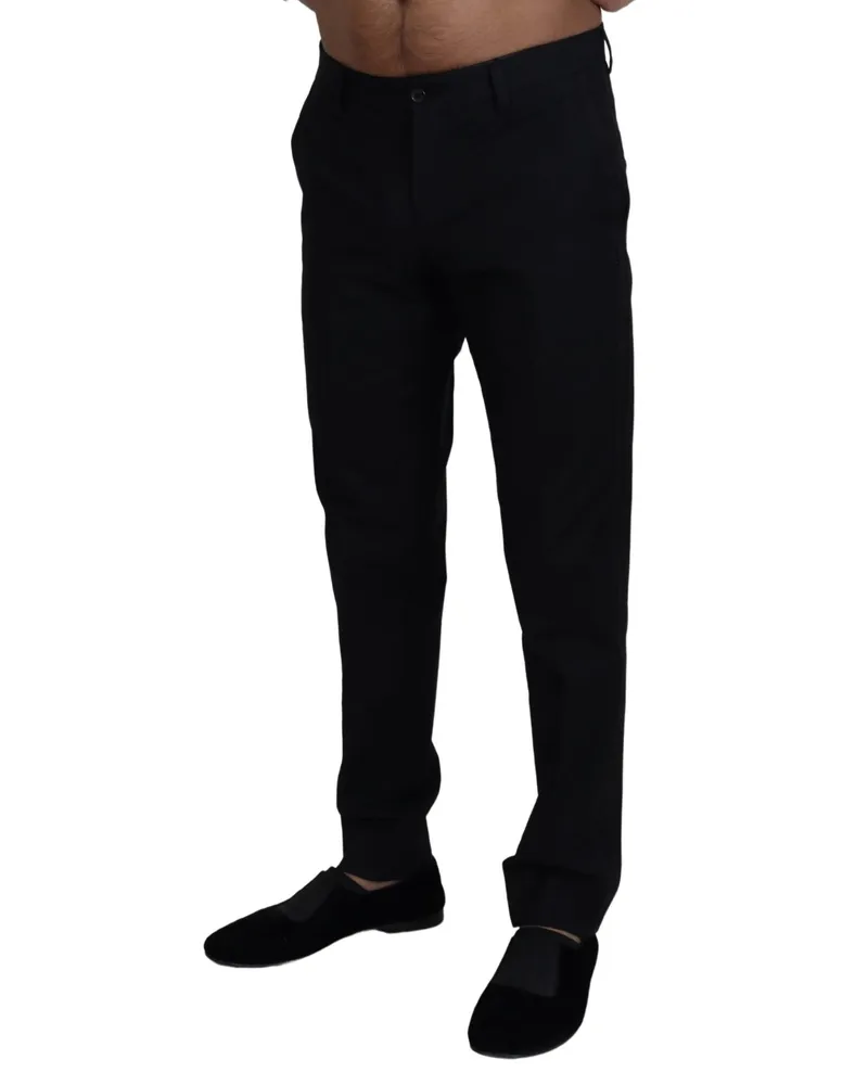 Dolce & Gabbana Men Black Chino Formal Cotton Pants Black