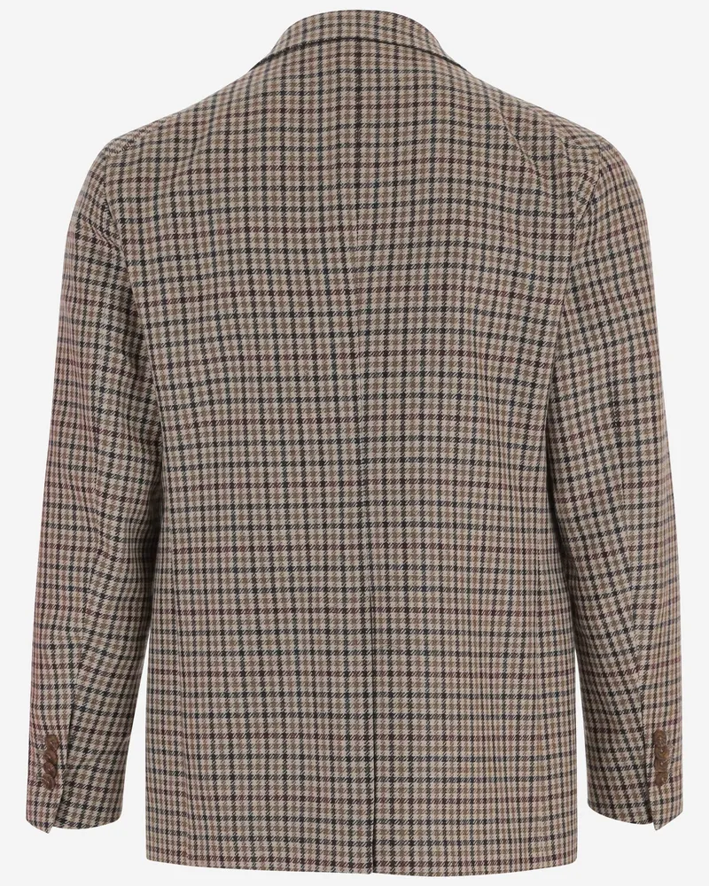 Tagliatore Men's Wool Jacket With Check Pattern Multicolour Multicolor