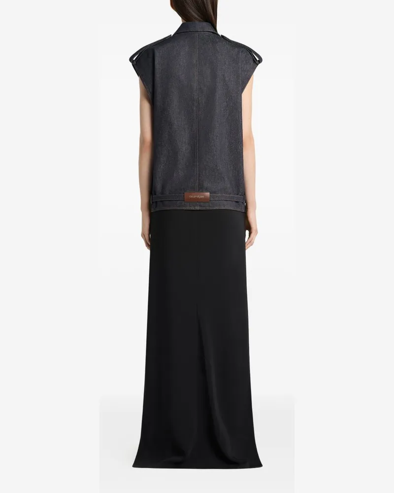 Courrèges Denim Sleeveless Bomber Vest — Dark Blue Dark