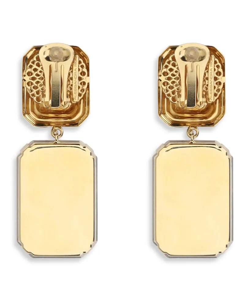 Alessandra Rich Crystal-Drop Clip-On Earrings — Gold Gold