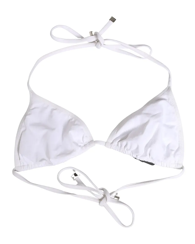 Dolce & Gabbana Women White Nylon Triangle Beachwear Bikini Top Swimwear Elastane White