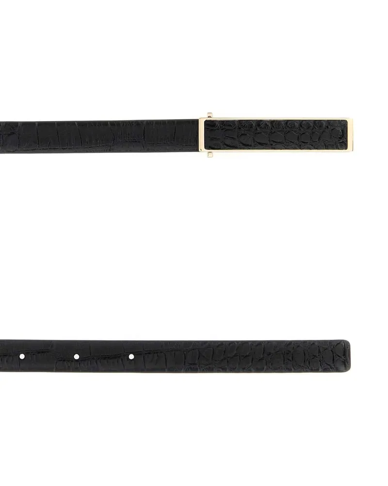 Tom Ford Crocodile-Embossed Calf Belt — Black Black