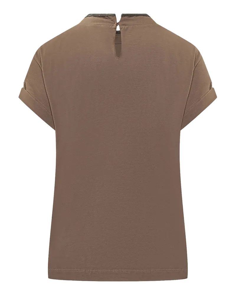 Brunello Cucinelli Stretch Cotton Jersey T-Shirt — Brown Brown
