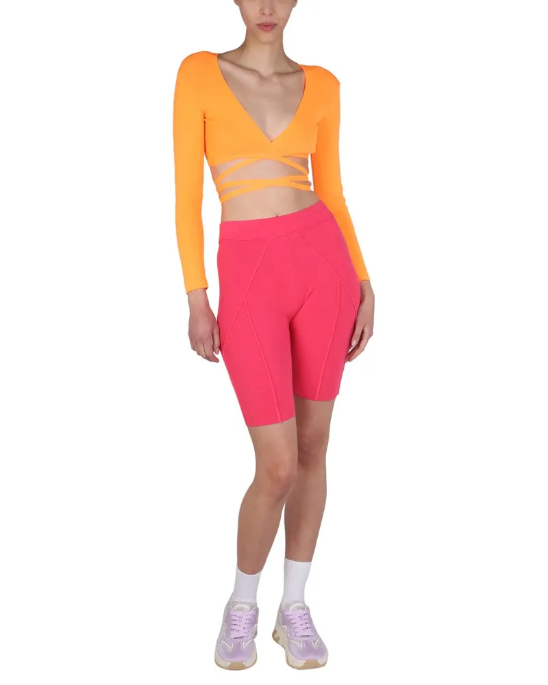 MSGM Ribbed V-Neck Tank Top — Orange Orange