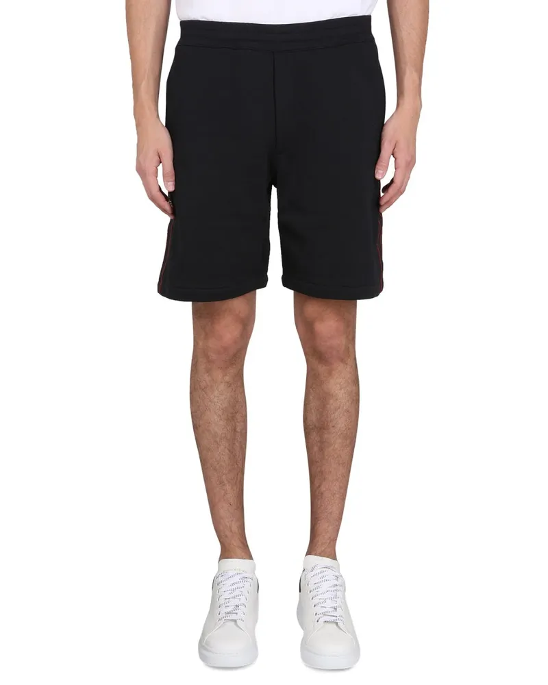 Alexander McQueen Selvedge Logo Band Bermudas — Black Black
