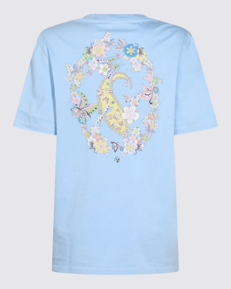 Etro Women's Logo-Embroidered Cotton T-Shirt Blue Blue