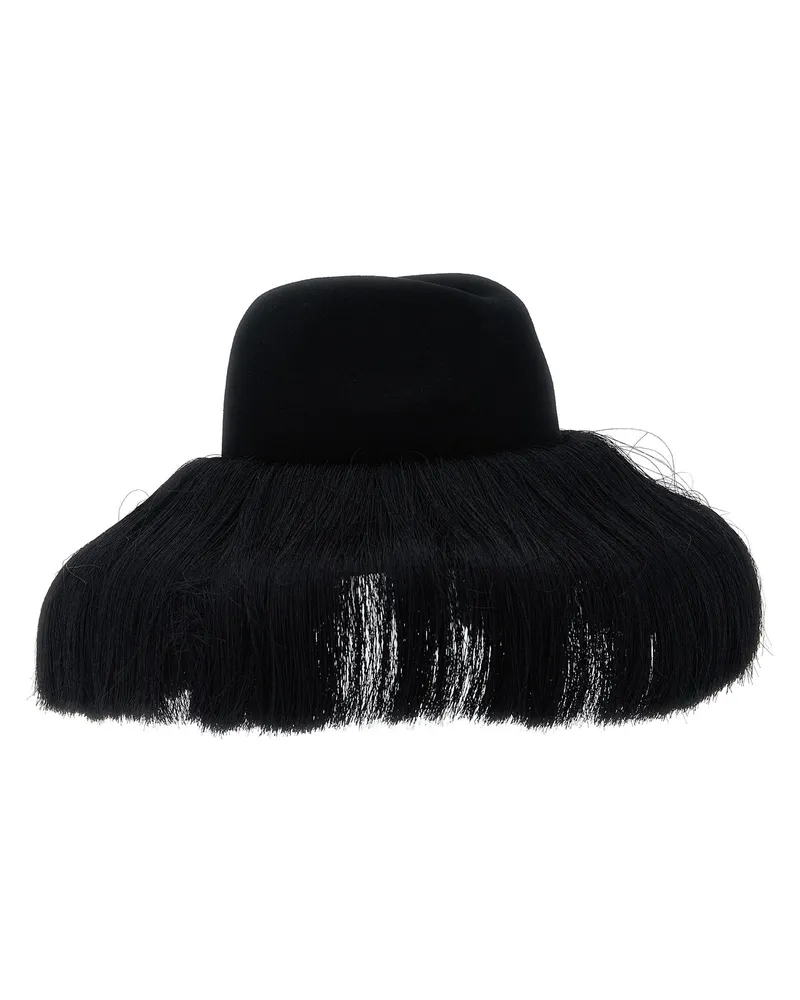 Comme des Garçons Wool Fringe Fedora — Black Black