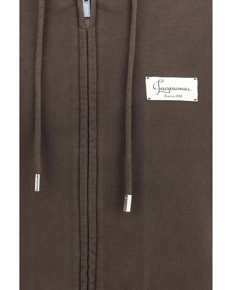 Jacquemus Cotton Hooded Hoodie — Brown Brown
