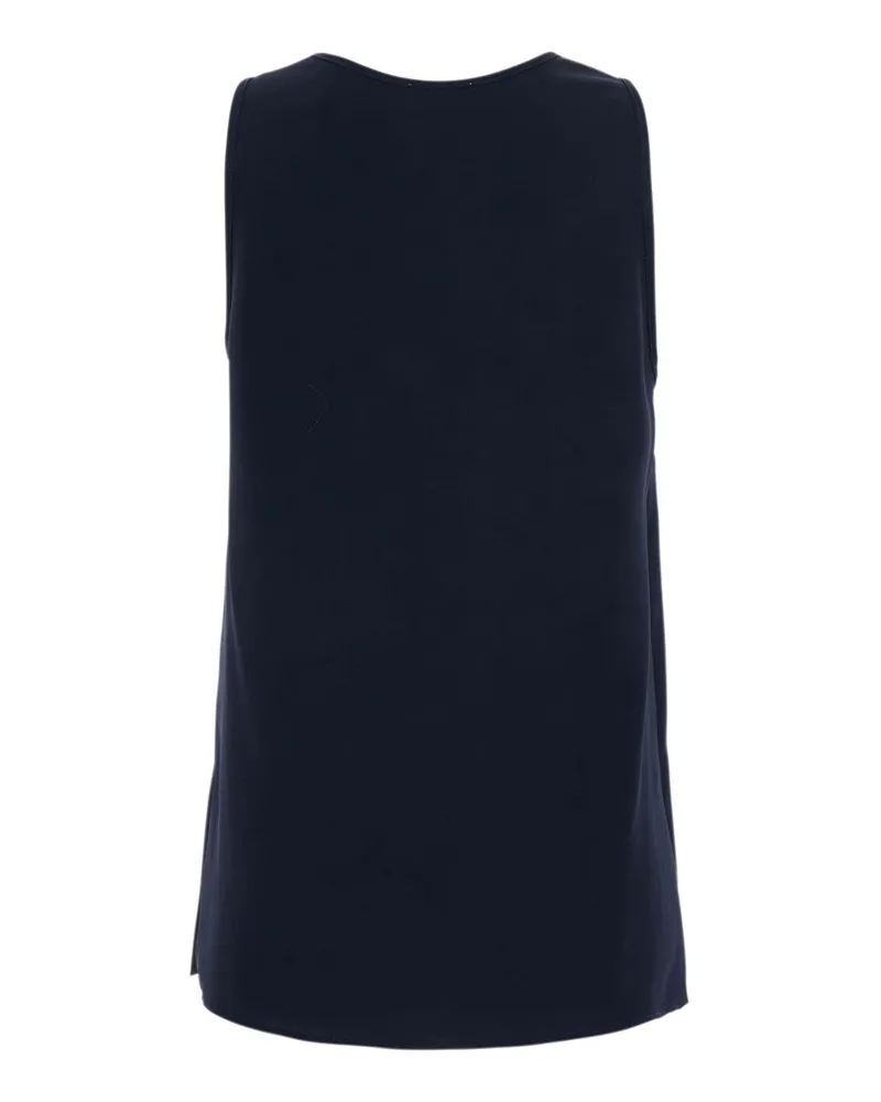 P.A.R.O.S.H. P.A.R.O H. Round-Neck Polyester Blouse — Navy Navy