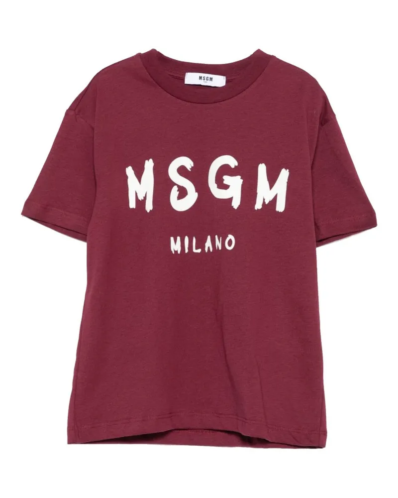 MSGM Logo-Print Cotton T-Shirt — Red Red
