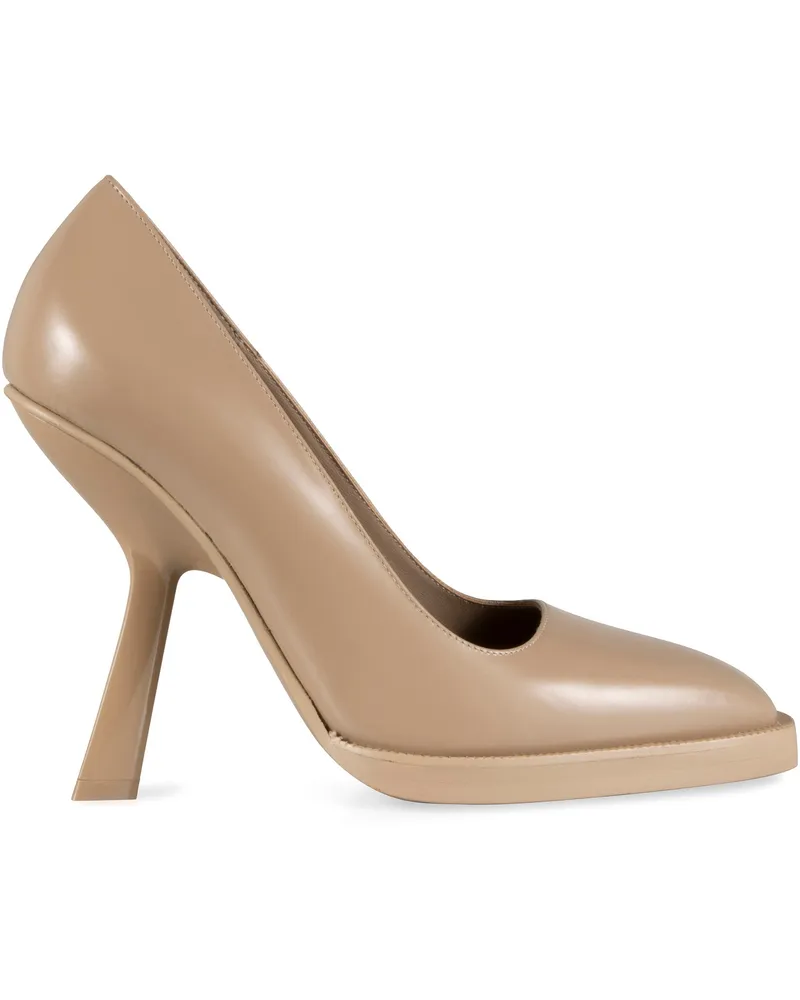 Ferragamo Women's Beige Leather Pointed-Toe Pumps Calfskin High Heel Shoes Beige