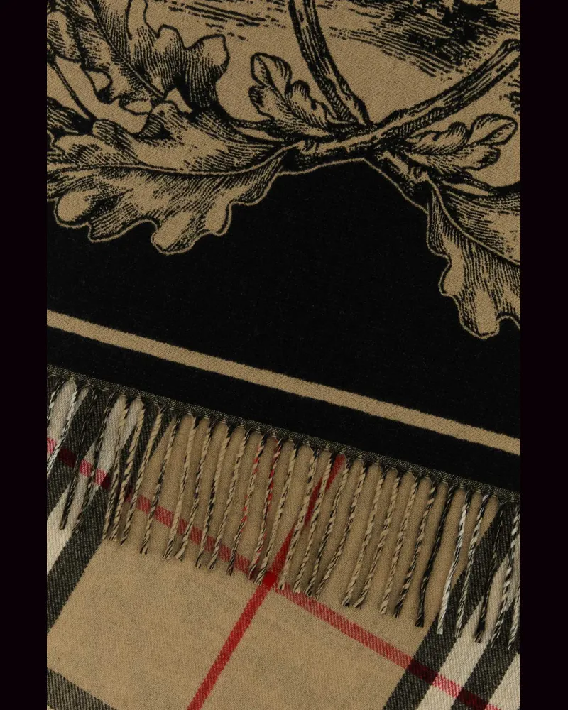 Burberry Unisex Embroidered Cashmere Scarf Archivebeige Exterior: Sciarpe E Foulard Scarfs Beige