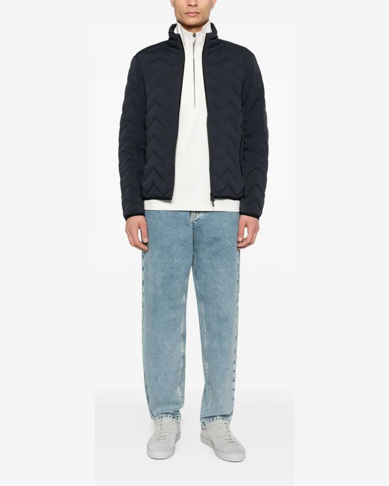 Emporio Armani Chevron Quilted Down Jacket — Navy Navy