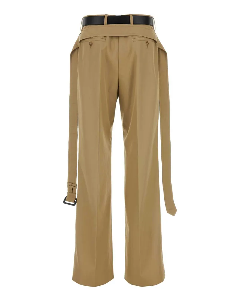 Prada Women's Cappuccino Twill Pant Corda Co-Vitello Pantaloni Beige
