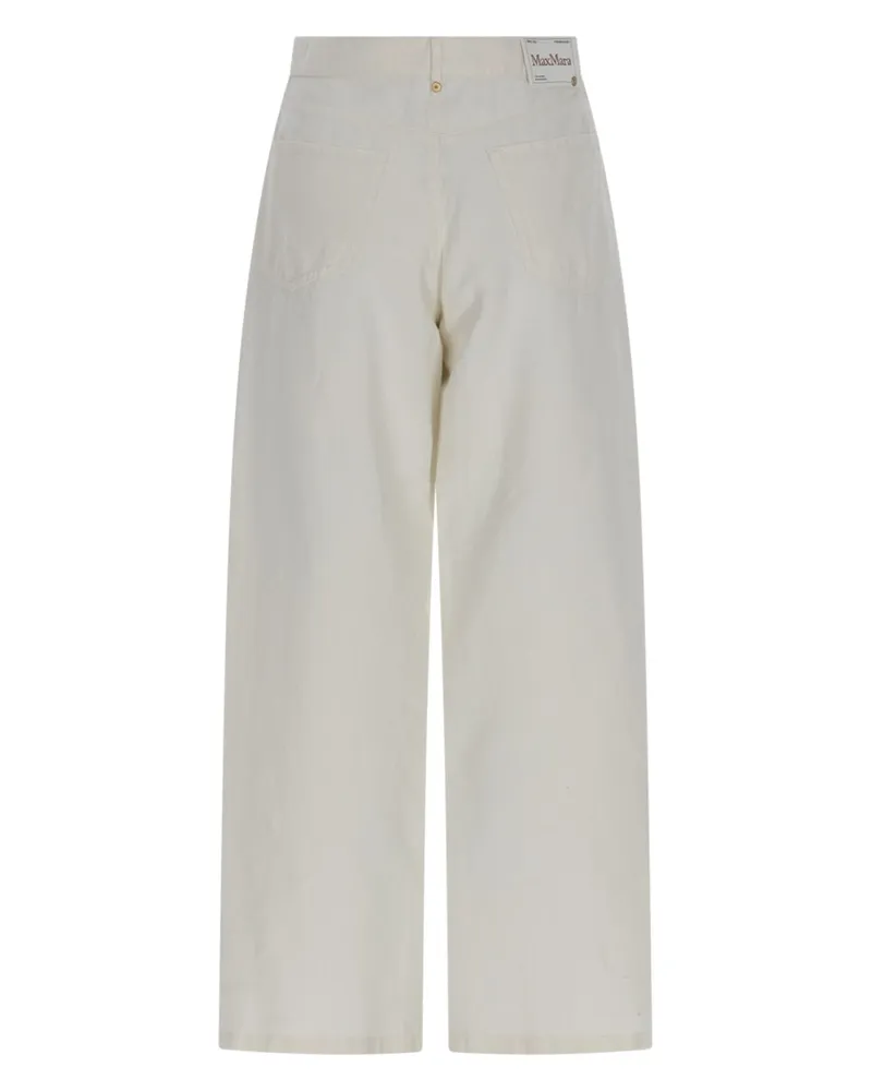 Max Mara Cotton Linen Blend Trousers — White White