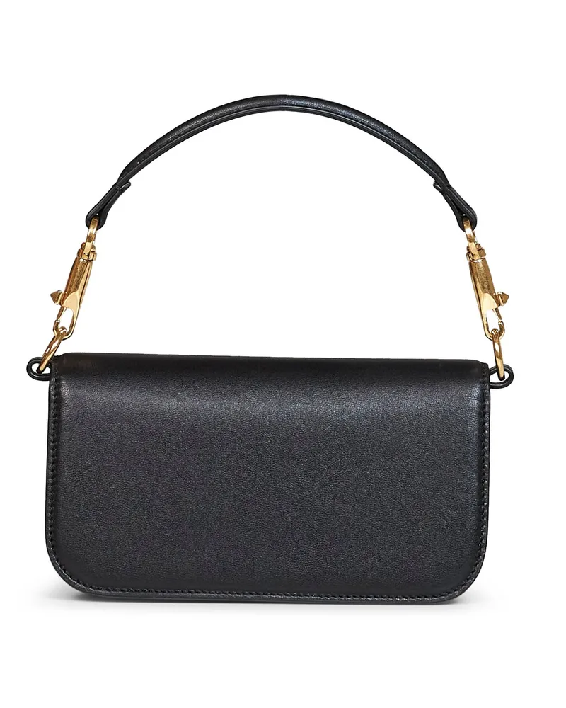Valentino Garavani Locò Calfskin Leather Shoulder Bag — Black Black