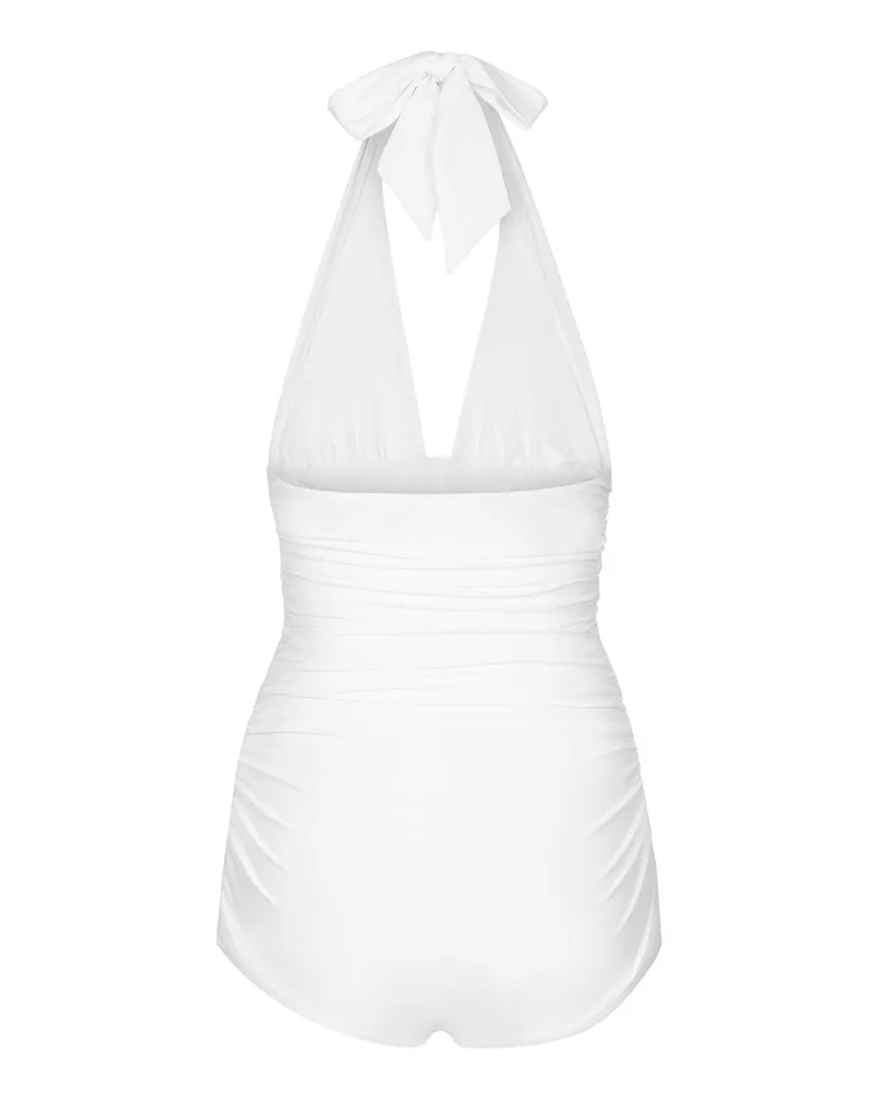 Dolce & Gabbana Low-Cut One-Piece Swimsuit — White White