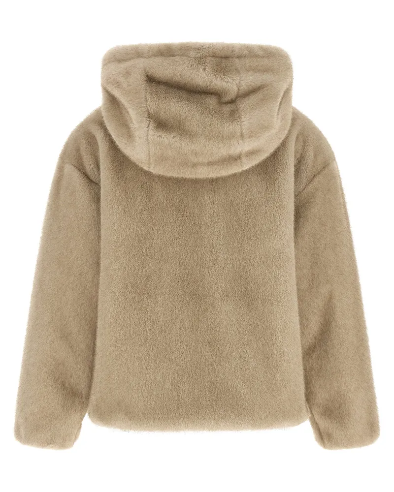 Herno Eco Fur Hooded Coat — Beige Beige