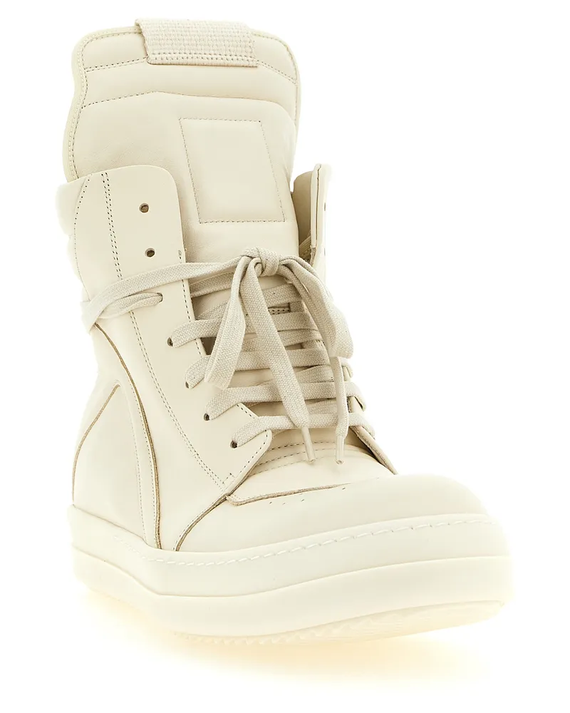 Rick Owens Men's White Calfskin High Top Sneakers White