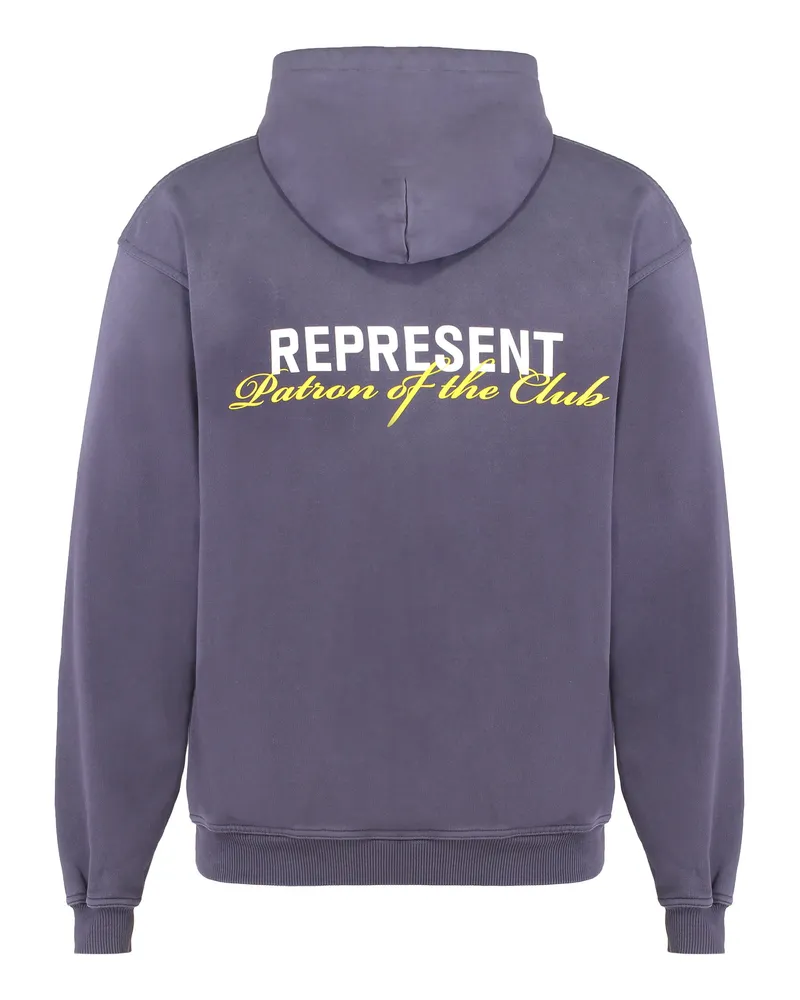 REPRESENT Men's Hooded Sweatshirt Patron Of The Club Purple Cotton Jumpers Sweater Purple