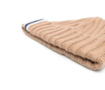 Ribbed-Knit Cashmere Beanie — Beige