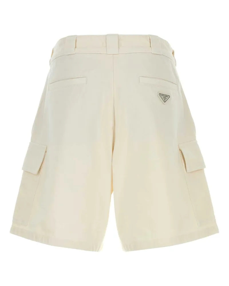 Prada Men's White Denim Bermuda Shorts Bianco Exterior: Cotton White