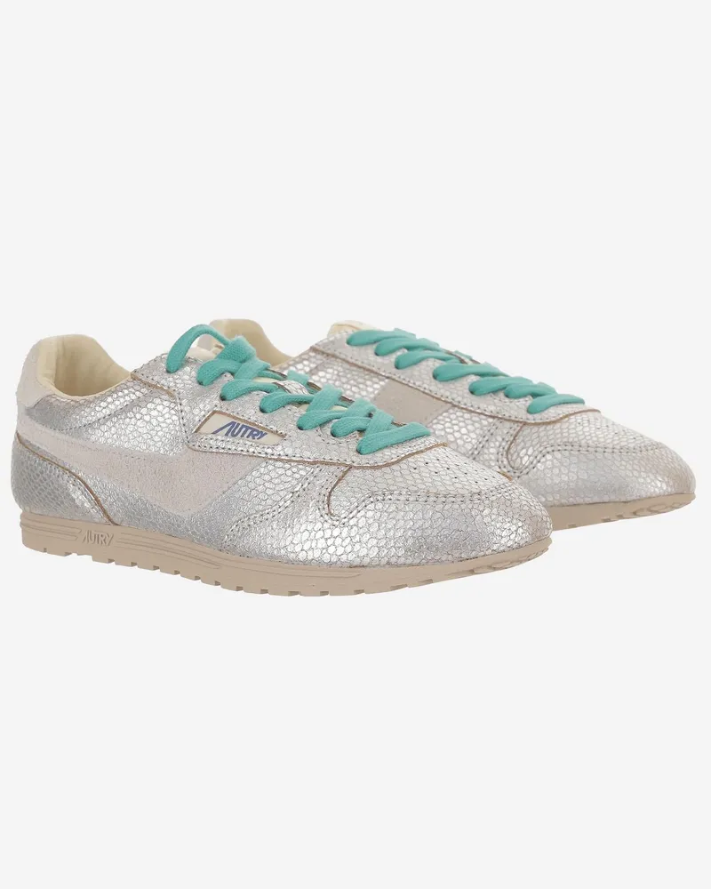 AUTRY Women's Sneakers Windspin Low Silver Leather Trainers Silver