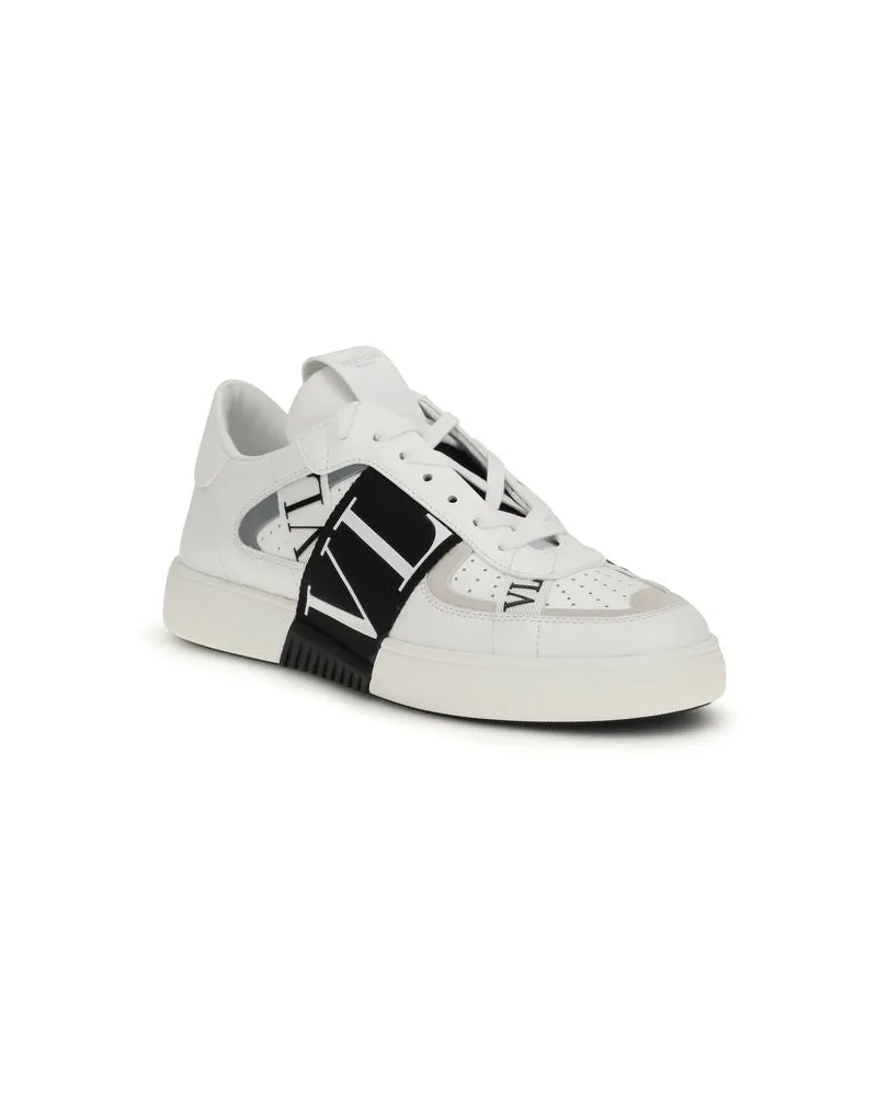 Valentino Garavani Men's White Calf Leather Bos Taurus Low Top Sneakers White